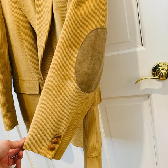 Garrison Park Men's 44 R Vintage Tan Brown Corduroy Blazer W/ Elbow Patches - Picture 6 of 16